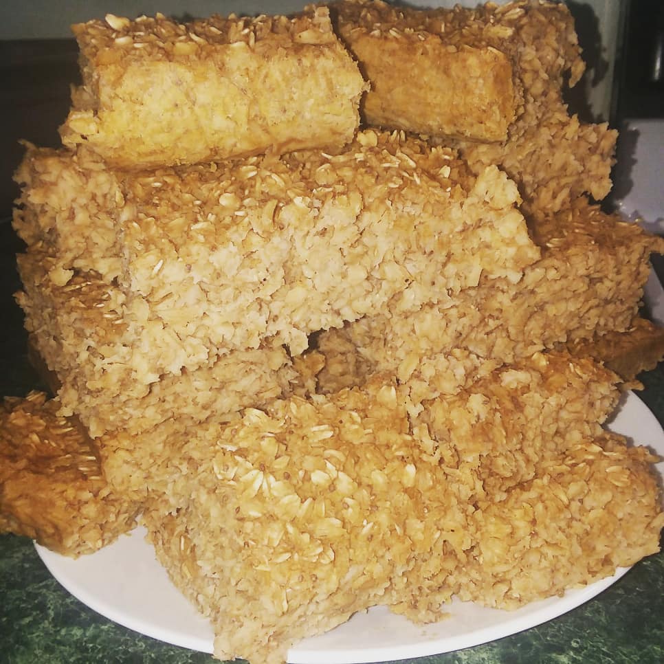 Gluten free, dairy free baked oatmeal prepped for the freezer